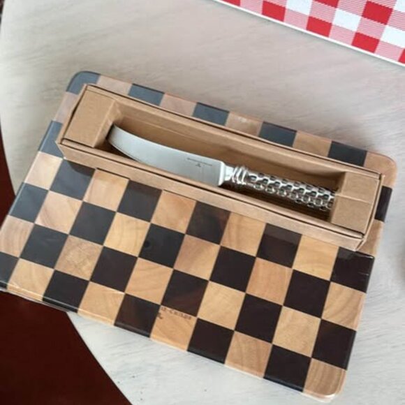 NEW Mackenzie-Childs Check Cheese Board Set - Picture 4 of 4